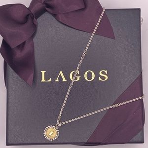 LAGOS Signature Caviar Beaded Station Necklace with Two Tone “t” Initial Charm